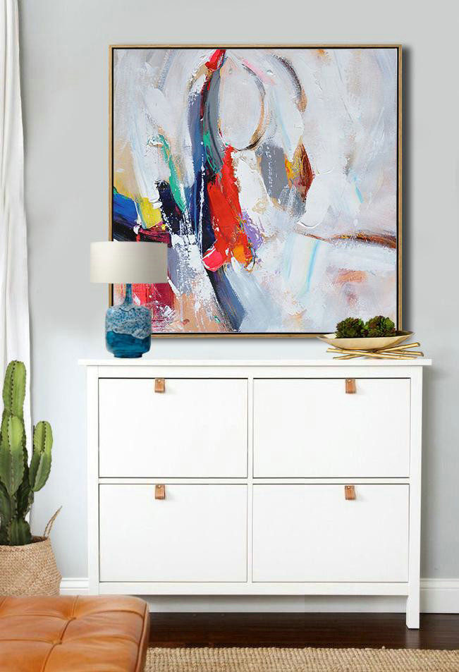 Extra Large Canvas Art,Oversized Palette Knife Painting Contemporary Art On Canvas,Hand-Painted Canvas Art,Blue,Red,White,Yellow,Purple.etc